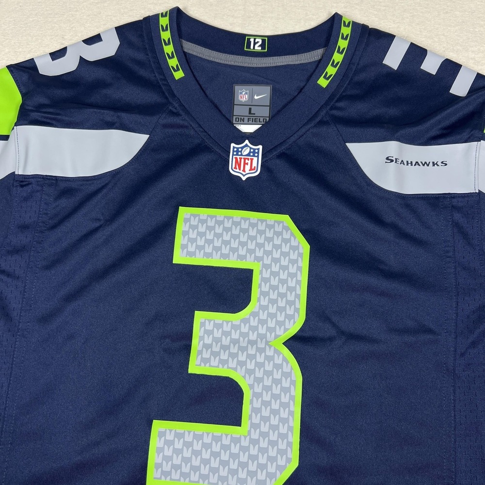 Nike‎ Seattle Seahawks Jersey Mens Large Blue NFL Football Russell Wilson NWT